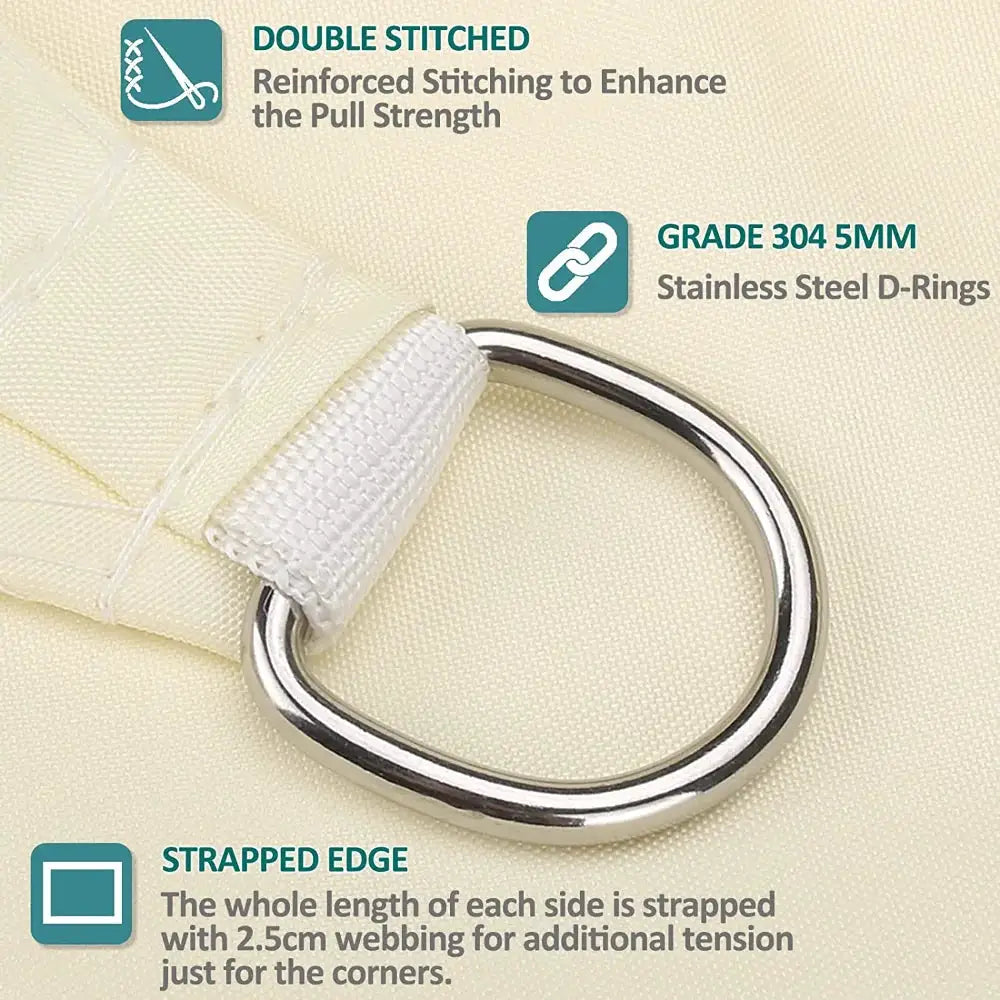 Simples Market waterproof sun shade sail canopy with white fabric and stainless steel D-ring