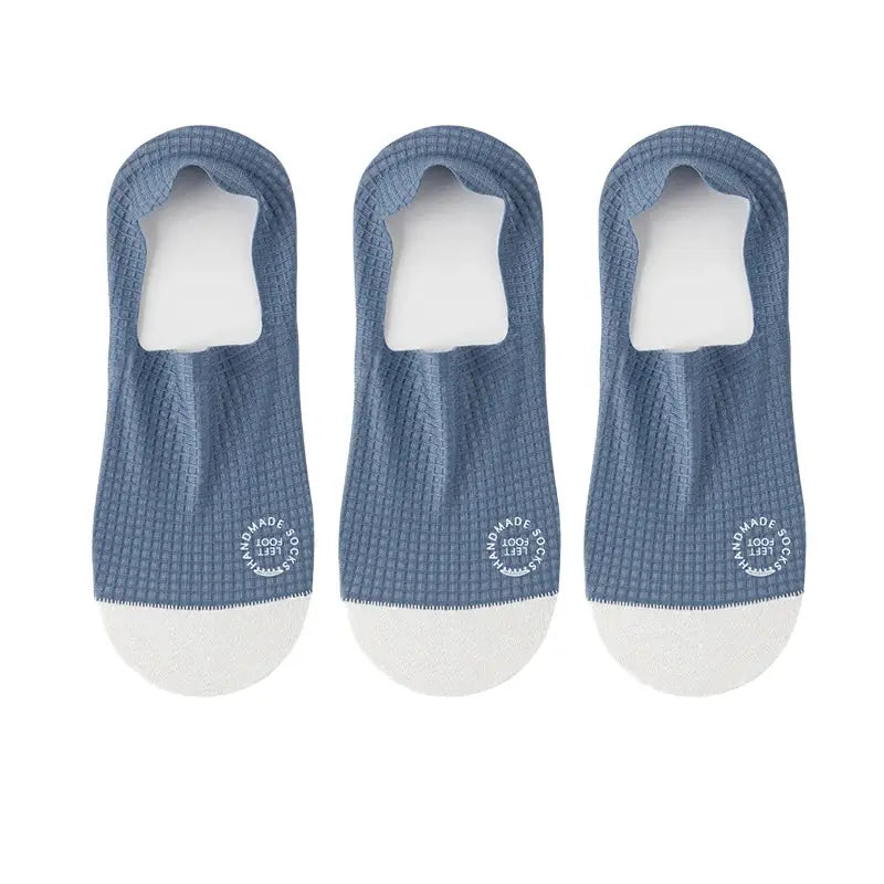 Mens Invisible Socks Thin Breathable Waffle Pattern Anti Friction Sweat Absorbing Casual Mesh Socks 3 Pairs