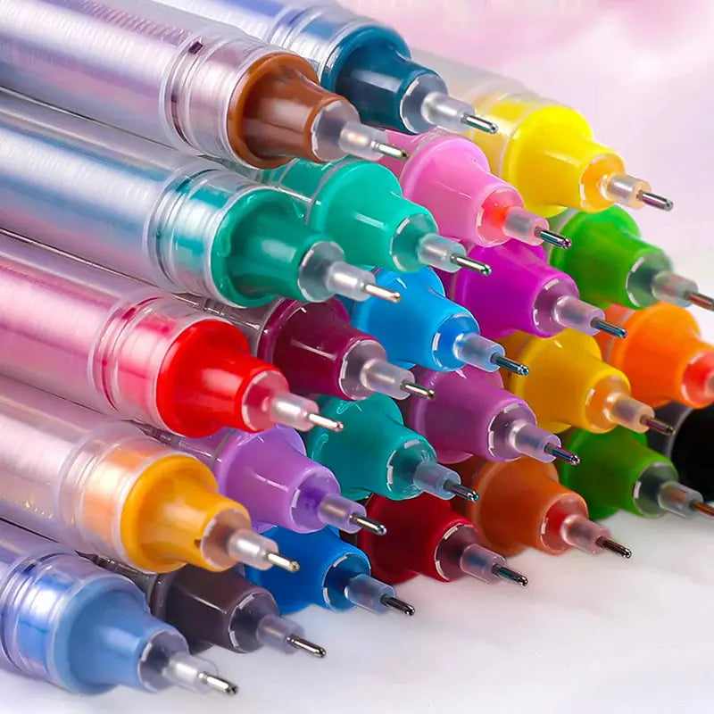 Set of 10 colored gel pens with 0.5mm tips, quick-drying, large-capacity ink for school and office.