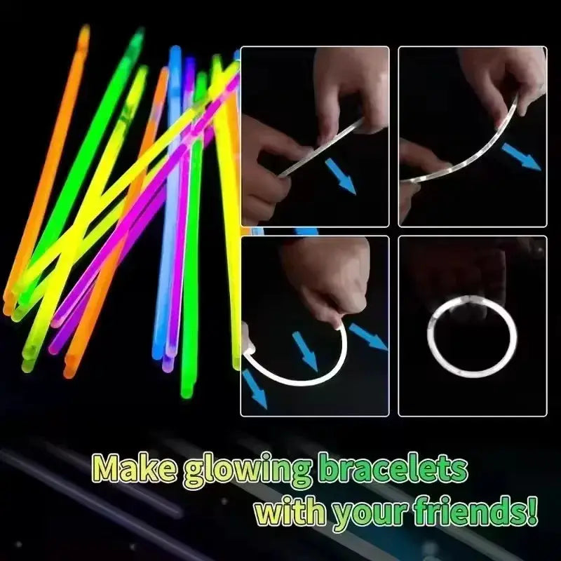 50 and 100 PCS Fluorescent Glow Sticks Multicolor Bendable Lights for Bracelets and Party Decor