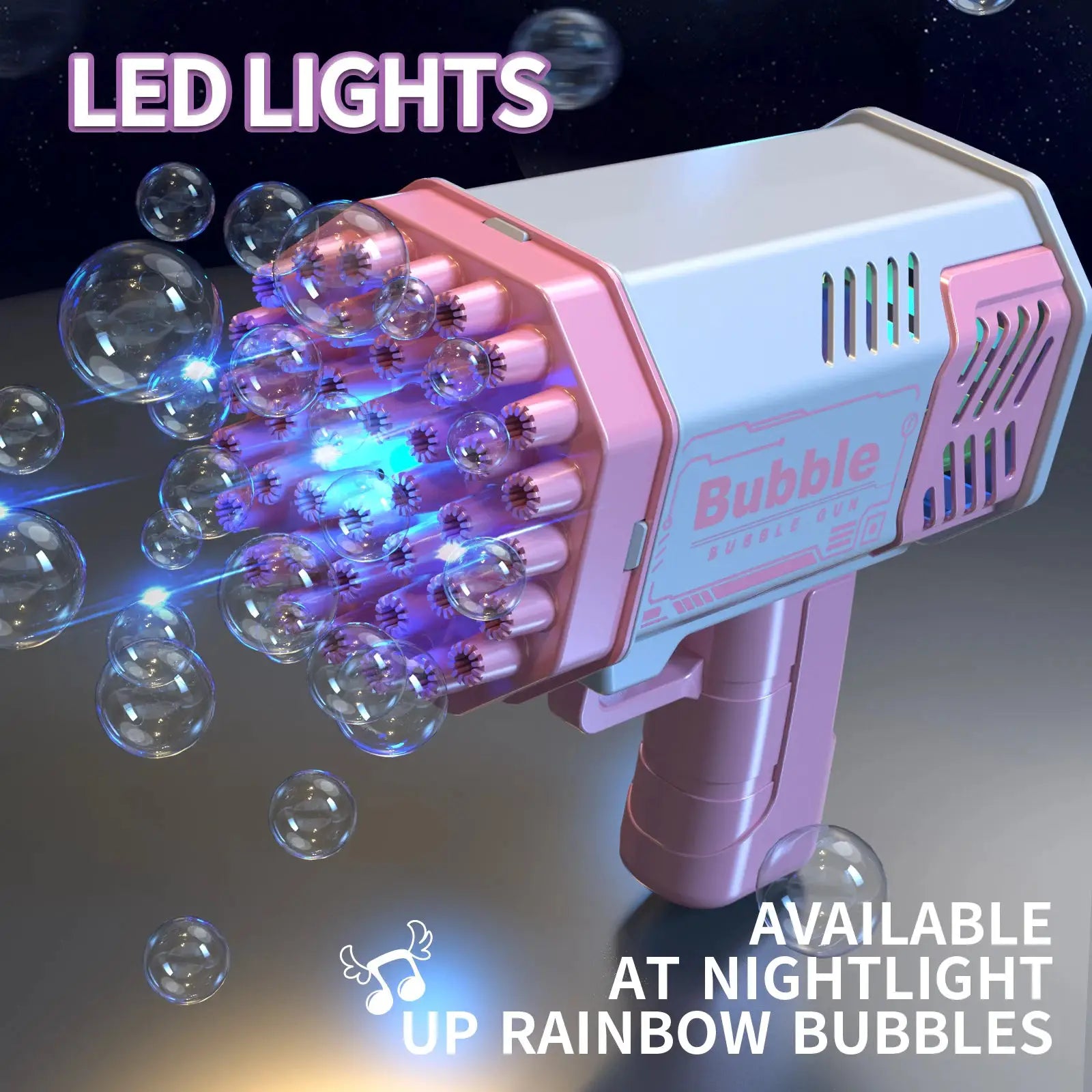 40 Hole Fully Automatic Outdoor Bubble Machine With Lights Battery Free No Bubble Water Included