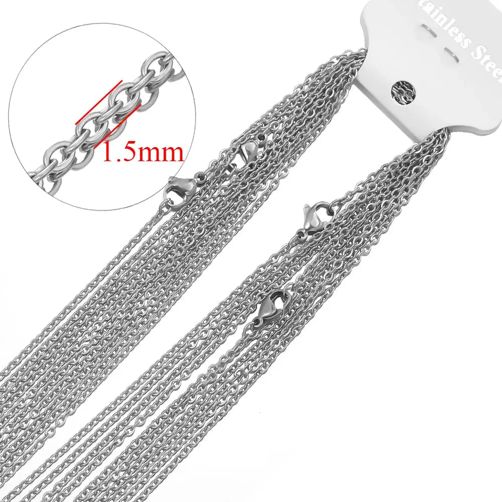 10 Pcs 50cm 2mm Gold Color Stainless Steel Link Chains Cuban Necklaces Wholesale Jewelry Making DIY Craft Supplies