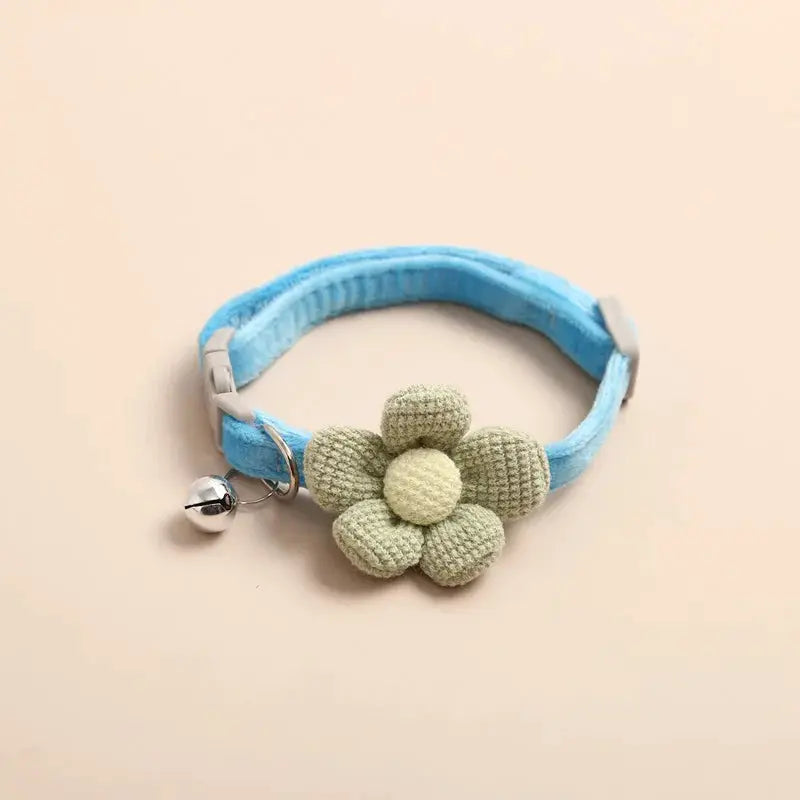 Cat Collar With Cute Flower Design Adjustable Buckle Breakaway Safety Bell For Kittens And Small Dogs