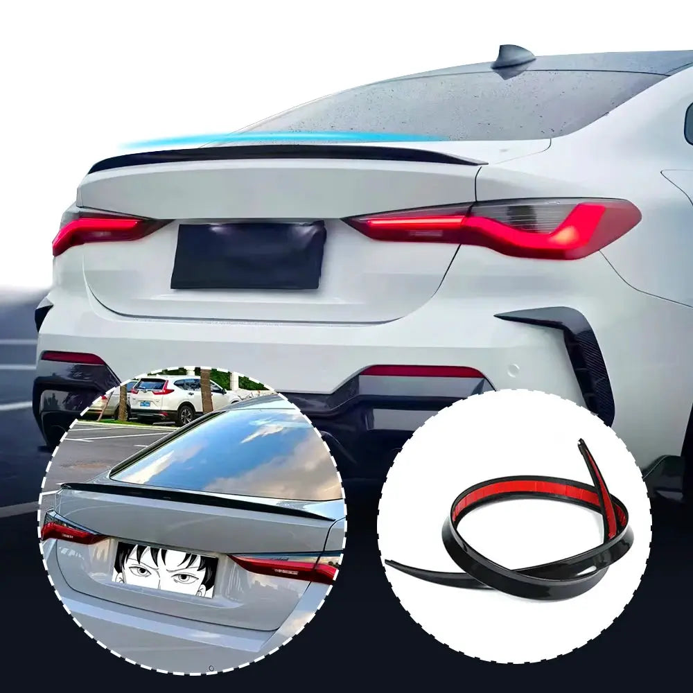 Simples Market car spoiler set: universal 1.2m carbon-fiber black trunk spoiler with trim, 2 pieces.