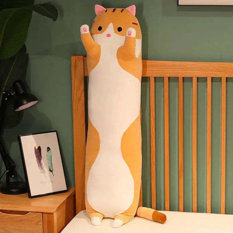 Funny Joy Cute Soft Long Cat Plush Pillow 50 70 90 110 130 cm For Office Nap Bed Home Decor Gift For Kids Girls