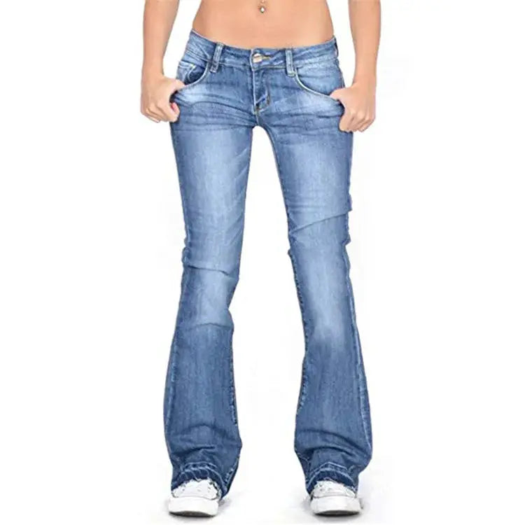 Black Low Rise Flared Jeans Women Vintage Slim Bell Bottom Denim Y2K
