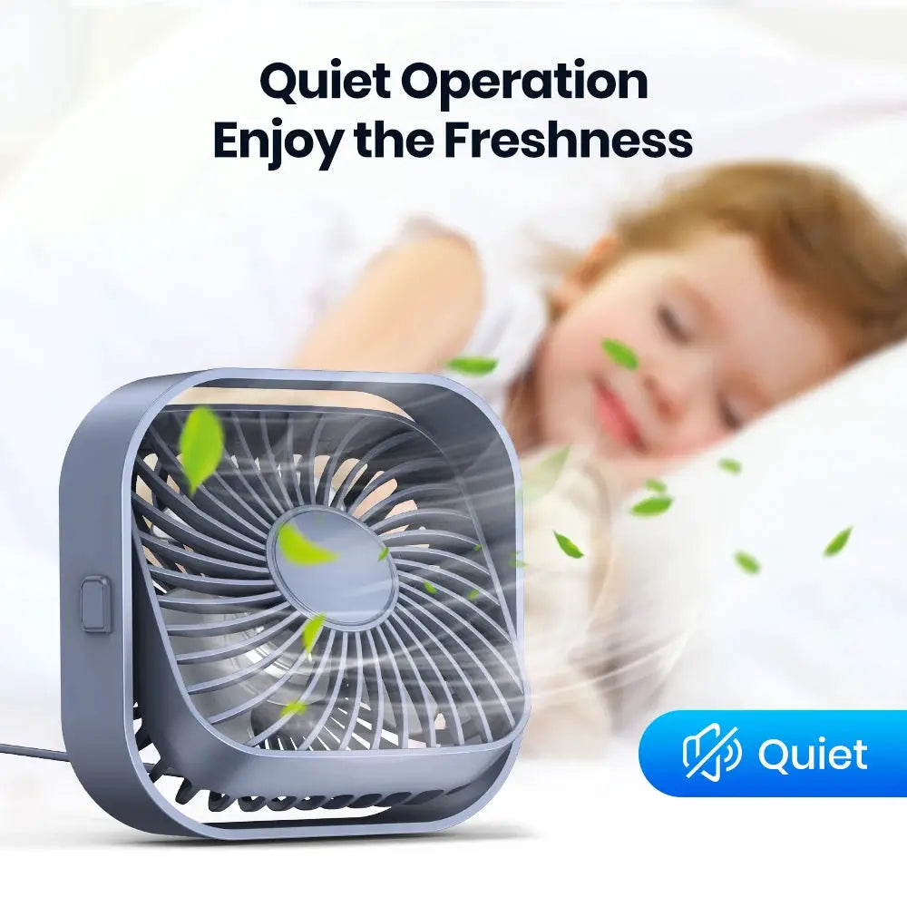 TOPK Mini Portable USB Desk Fan With Strong Airflow And Quiet Operation 3 Speed 360 Degree Rotatable Standing Fan
