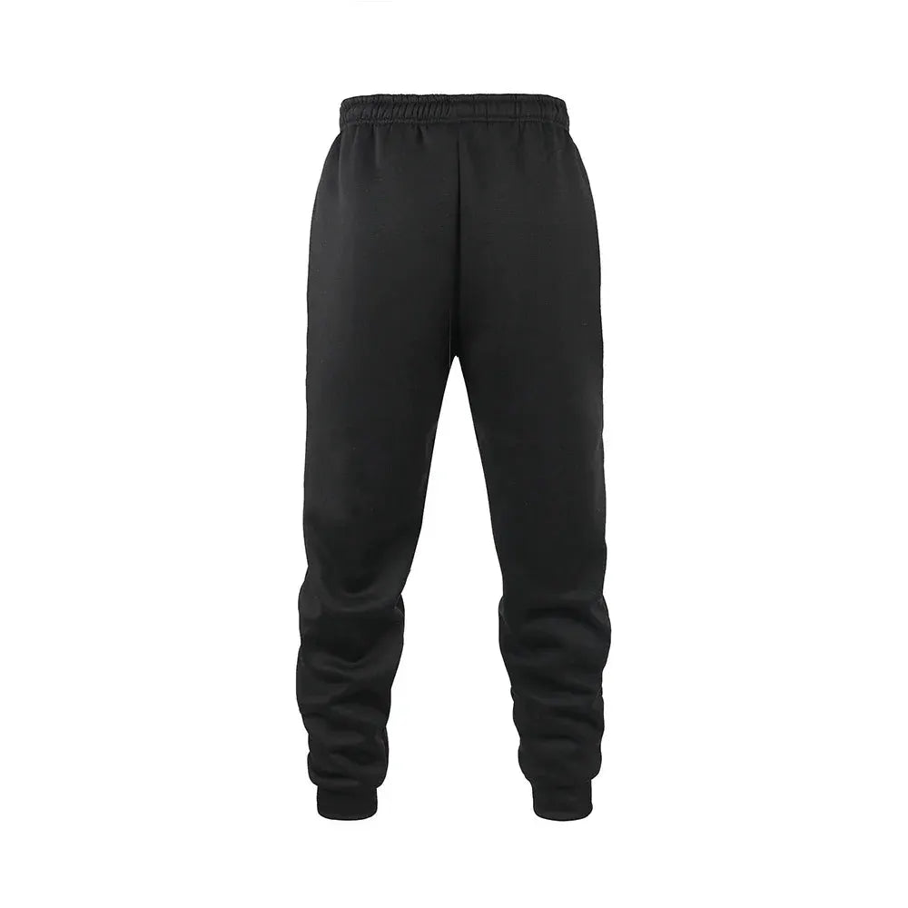 Men's black fleece joggers by Simples Market with elastic cuffs for autumn/winter workouts.