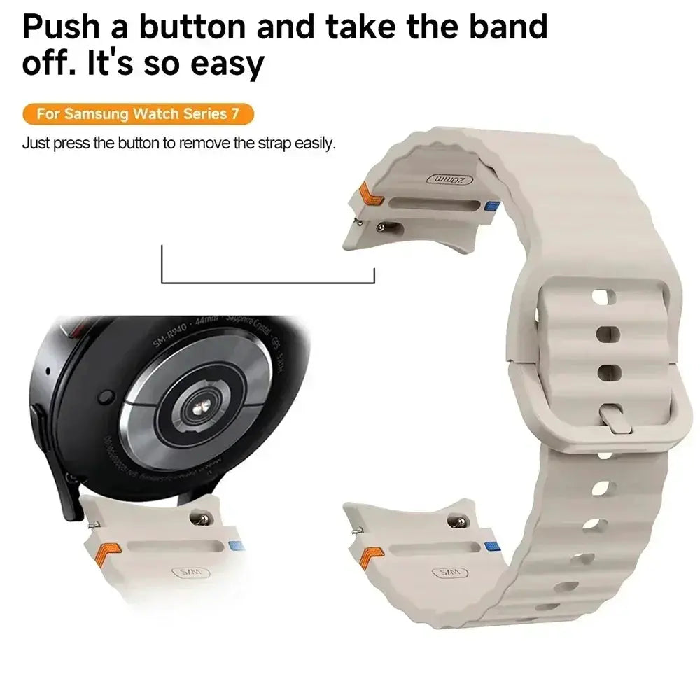 Beige silicone strap for Samsung Galaxy Watch 7/FE/5 Pro/6/4, 40/44mm by Simples Market