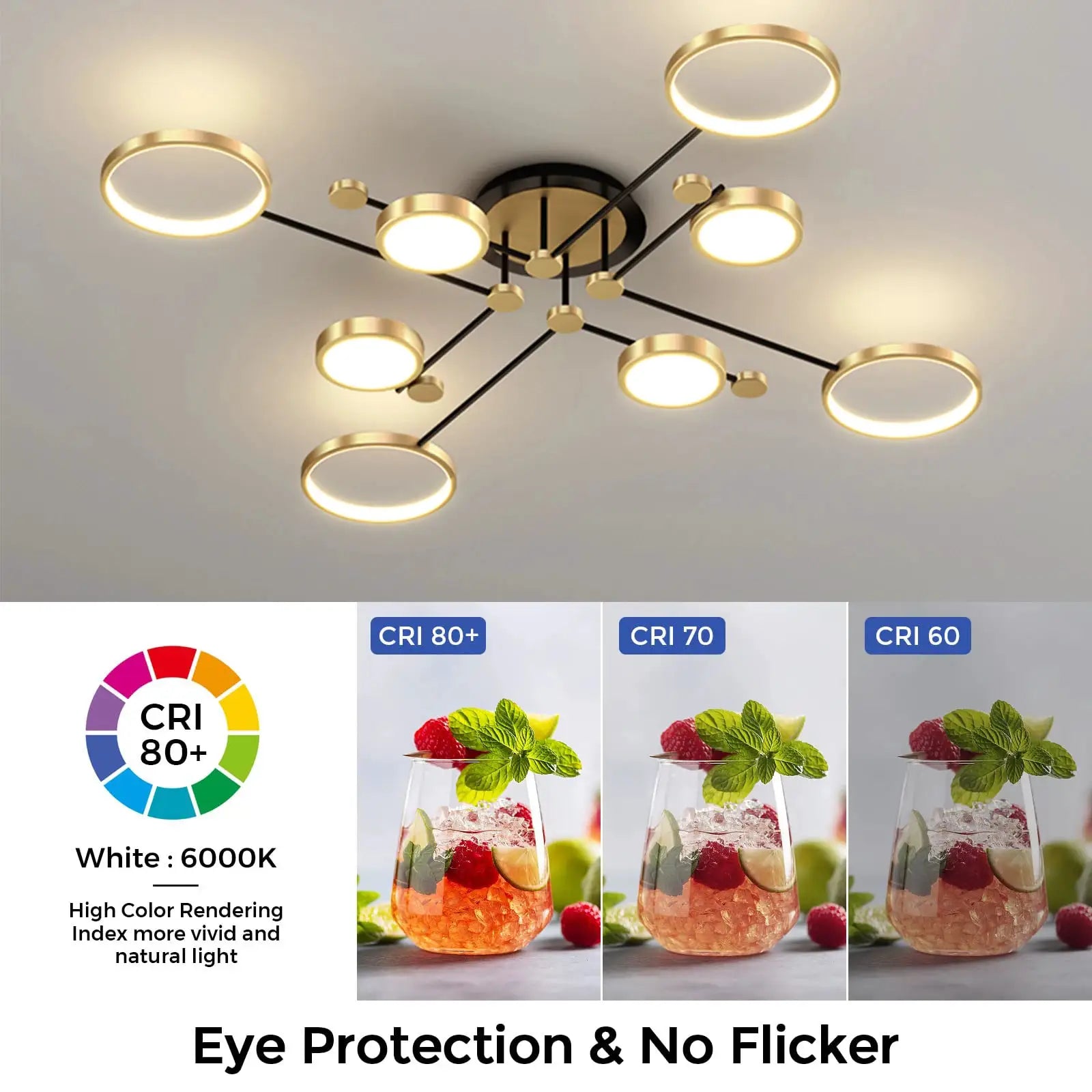 Nordic Pendant Light Gold Black Dimmable LED Ceiling Chandelier