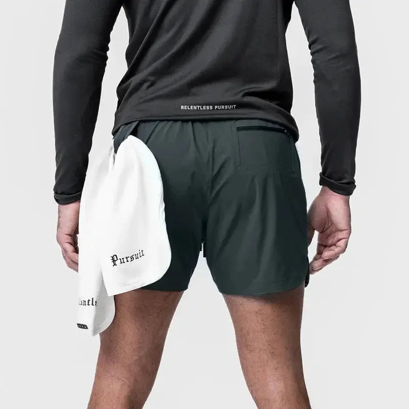 ASRV men's dark green quick-dry basketball shorts for running and gym