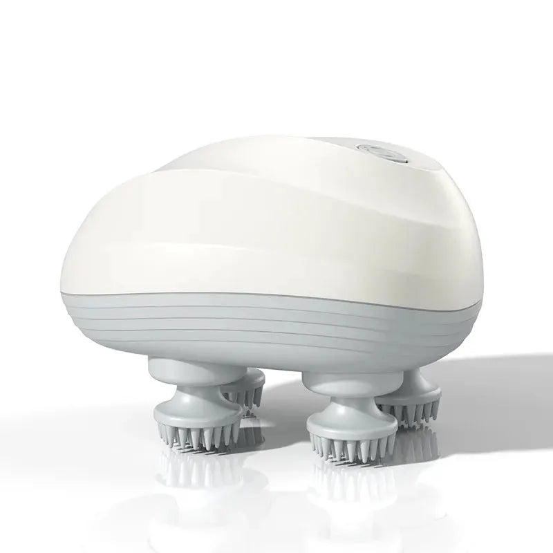 Deep Scalp Massager with four brush heads, white portable electric massager by Simples Market