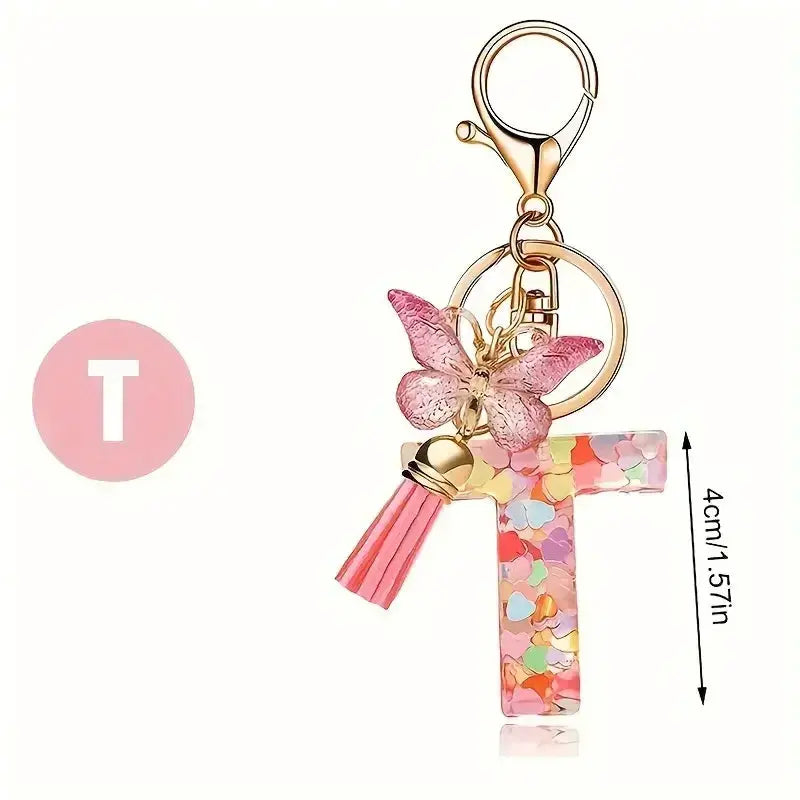 Customizable A To Z Letter Keychain With Resin Pendant Metal Holder Lobster Clasp For Keys Bags And Cars