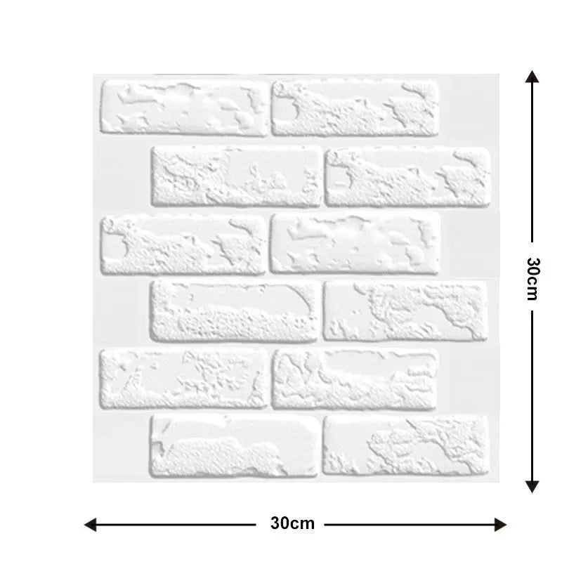 Simples Market white 3D brick wall panels, self-adhesive and waterproof, bathroom decor sheet 30x30 cm, 5/10 pcs