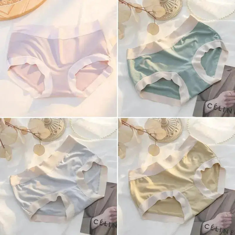 4-pack women's seamless modal panties in pastel pink, teal, gray, and beige