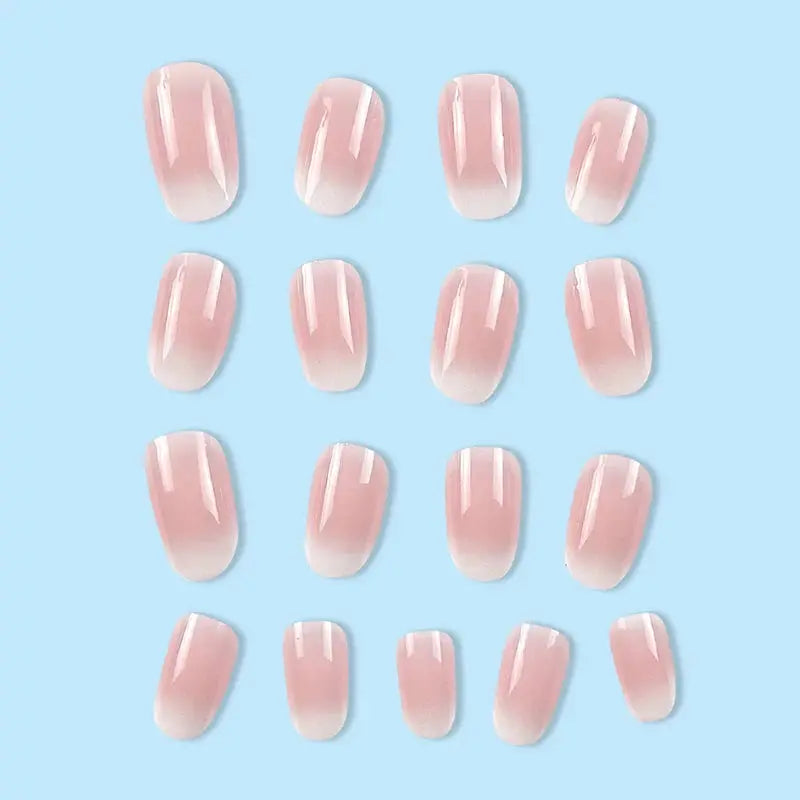 SpringGlow 24Pcs Oval Short Pink Ombre Press On Nails Removable Reusable Nail Art For Sweet Sassy Cool Women