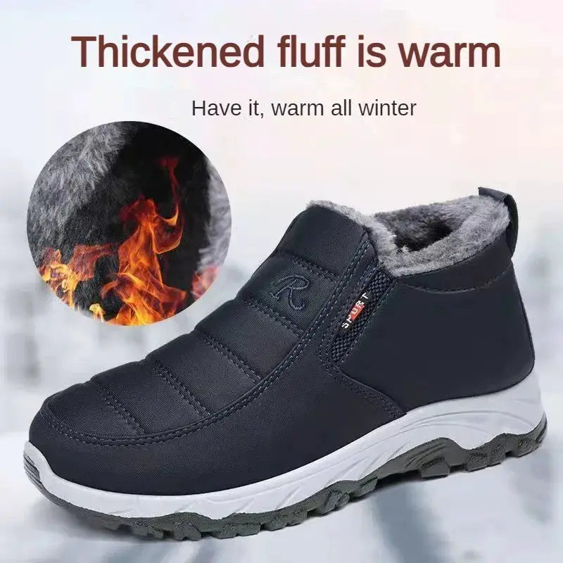CozyStride Men's Autumn Winter Casual Shoes With Warm Plush Lining And Durable Chunky Rubber Sole