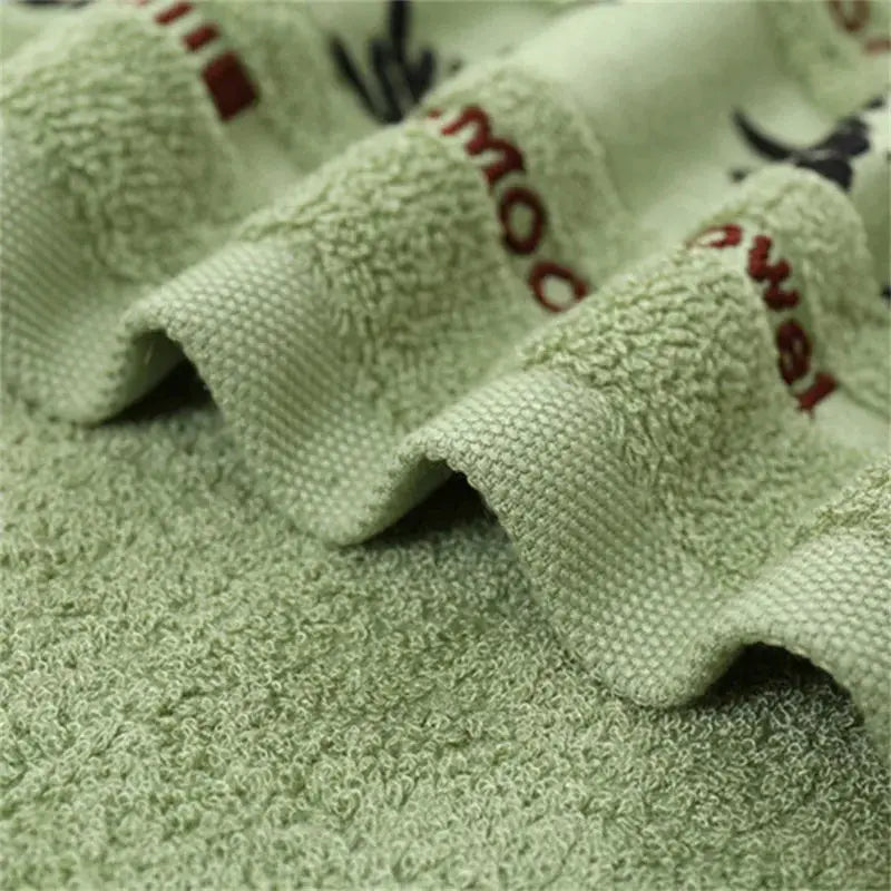 Set of 2 bamboo fiber bathroom towels, green, 34x74cm/70x140cm, Simples Market