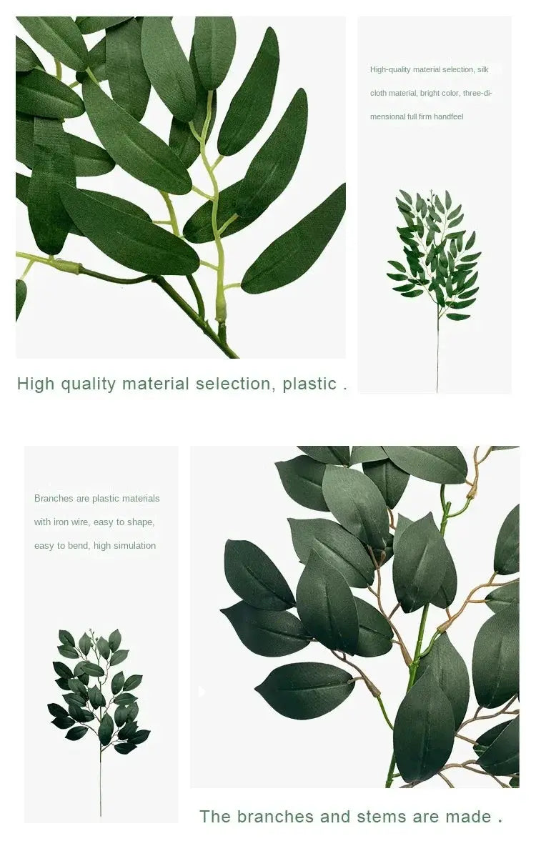 Artificial eucalyptus plant with green plastic leaves and slender stems for home decor by Simples Market
