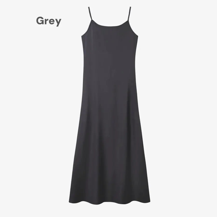 Elegance Satin Slip Dress And Knit Cross Top Set With Adjustable Maxi Floor Length For Timeless Style