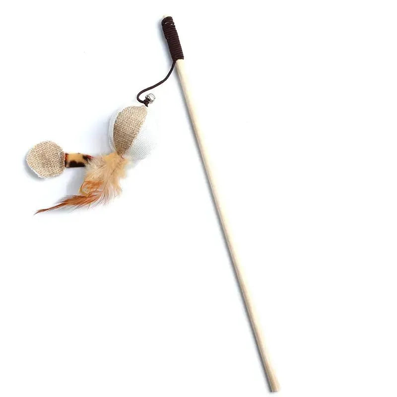 Teaser Feather Cat Wand Toy With Wood Rod Interactive Kitten Toy Colorful Feathers For Exercise And Bonding