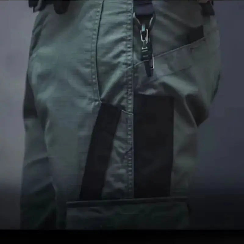 Multi-pocket work pants for men by Simples Market, olive green waterproof cargo pants with straight-leg fit