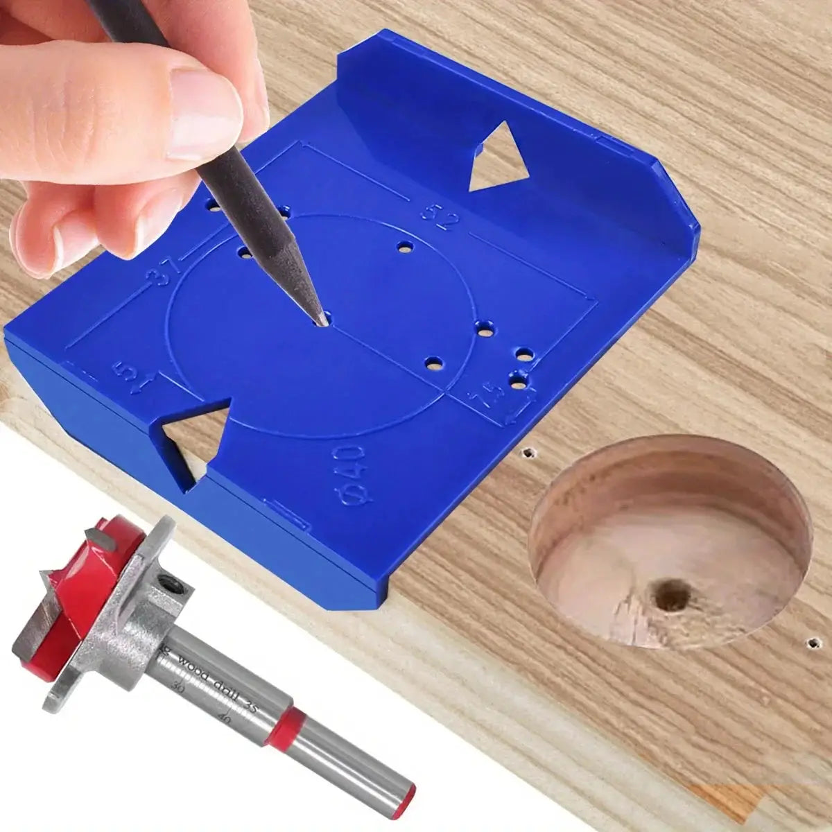 35mm And 40mm Hinge Drilling Locator For Cabinet Doors Punching Positioning Ruler Template Carpentry Installation Tool