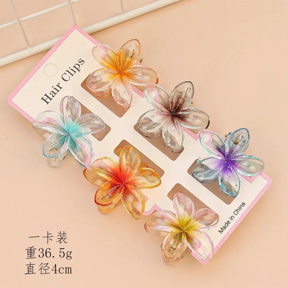 VivaCharm Colorful Transparent Flower Hair Claw Clips Six Pieces For Thick And Thin Hair Secure And Stylish