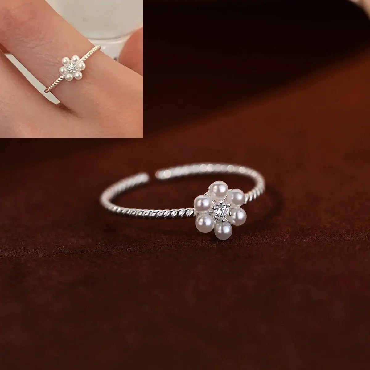 925 Sterling Silver Love Heart Ring With Hanadama Pearl For Women Gift Jewelry Birthday
