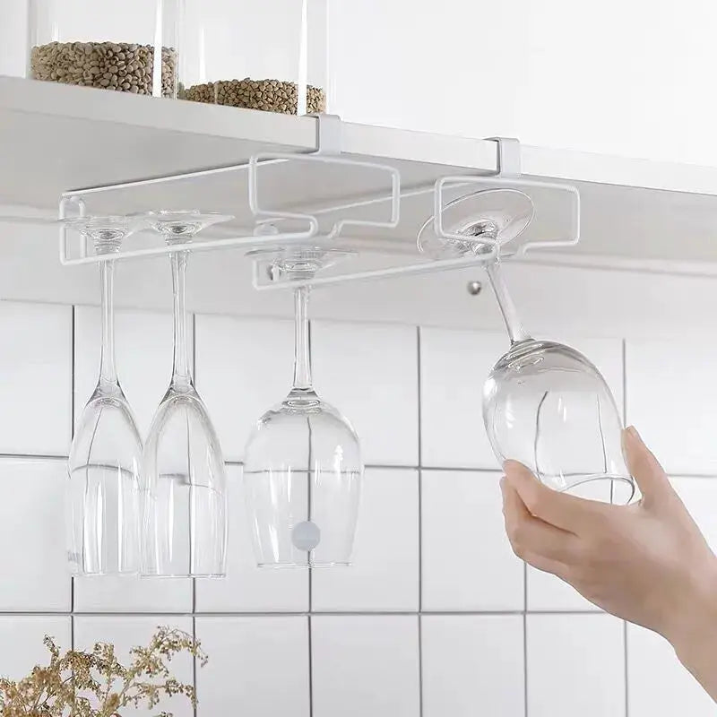 Hanging Red Wine Glass Storage Rack With High Footed Design No Drilling Required Inverted Drain Rack For Home Bar