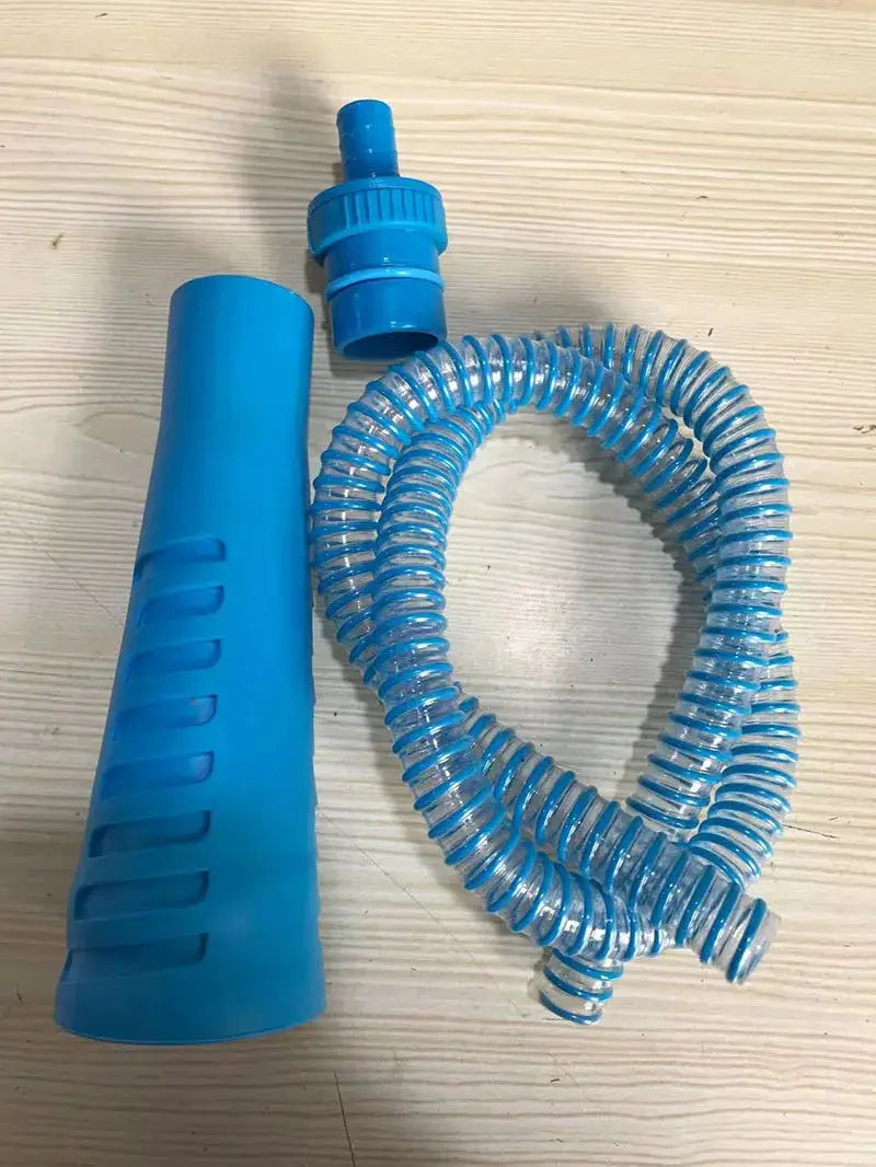 Dryer vent cleaner kit in blue, three-piece, with bendable vacuum attachment and coiled hose by Simples Market