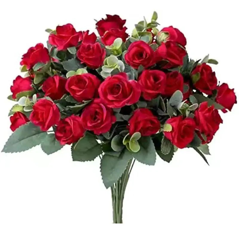 10 Heads Artificial Flower Bouquet With Silk Roses Eucalyptus Leaves Peonies White For Wedding Table And Home Decor