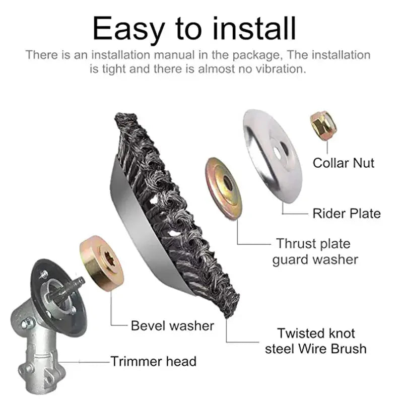 Universal 6 to 8 Inch Steel Wire Wheel Brush Cutter Head for Gas Trimmers Weed Trimmer Garden Lawn Mower Attachment