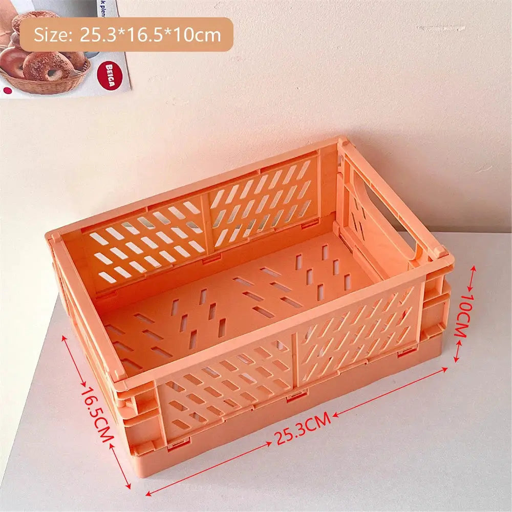 Collapsible Plastic Folding Storage Box Basket Desk Organizer For Home School Office Cosmetic And Accessories