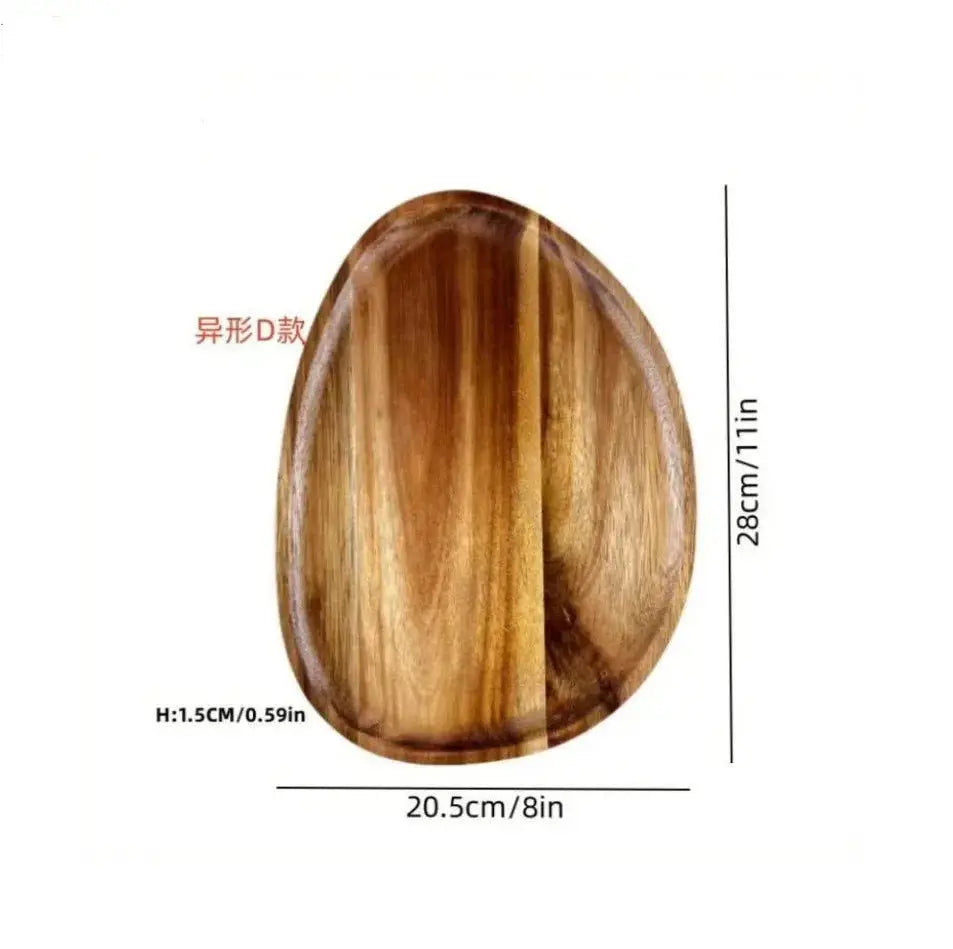 Japanese Solid Wood Fruit Plate Tray Set Multi Size Snack Platter