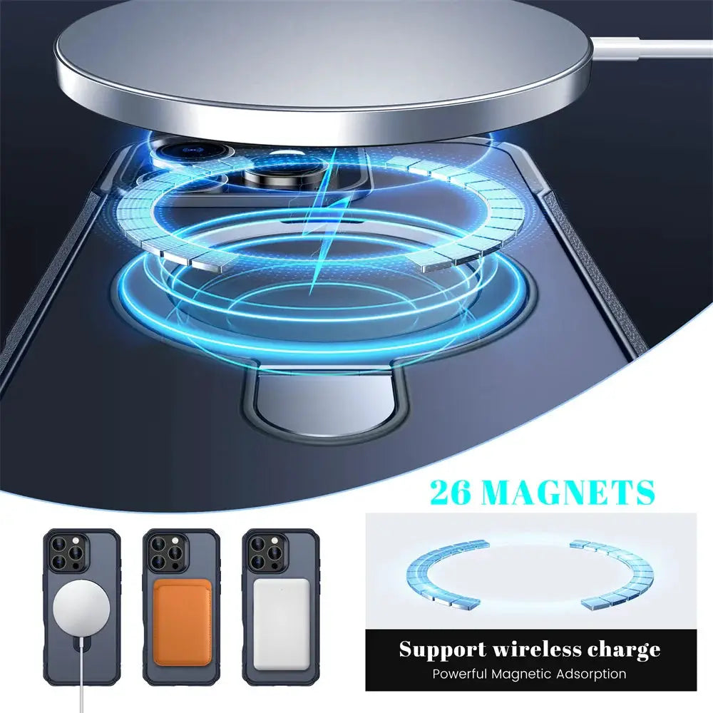 NovaGuard MagSafe Fold Magnetic Stand Case For IPhone 11 Through 17 Pro Max Anti Slip Bumper And Wireless Charging