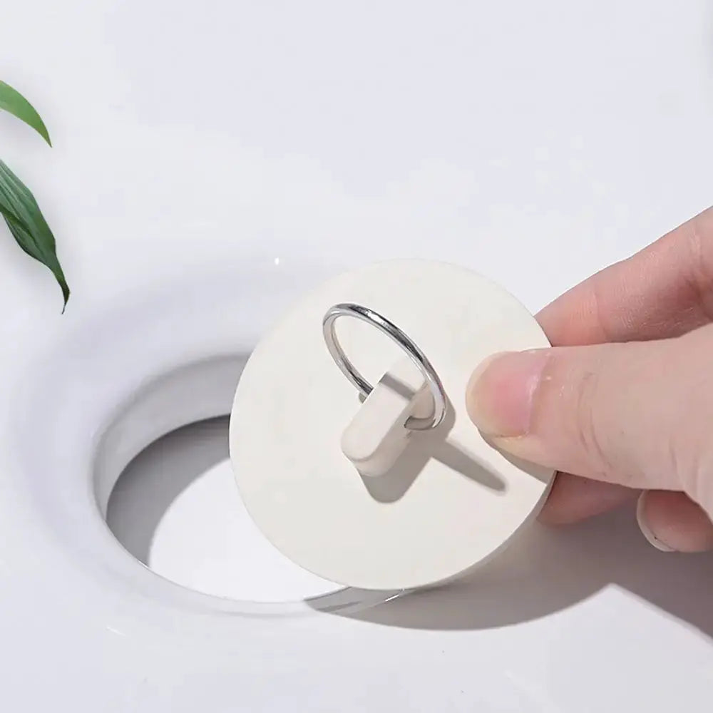 Rubber drain plug for sink/tub with lifting ring, white