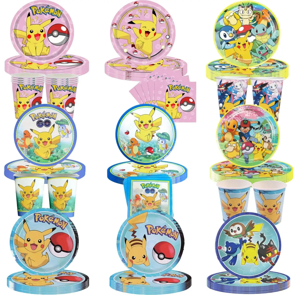 Pokemon Pikachu Birthday Party Decor Set Disposable Tableware Tablecloth Cups Plates Napkins Balloons Baby Shower Kids