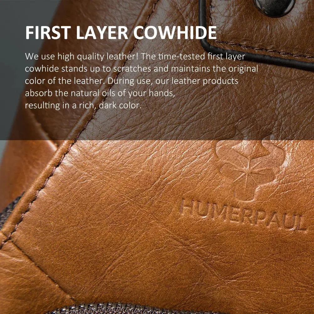 HUMERPAUL men's brown genuine leather USB chest bag, crossbody messenger style