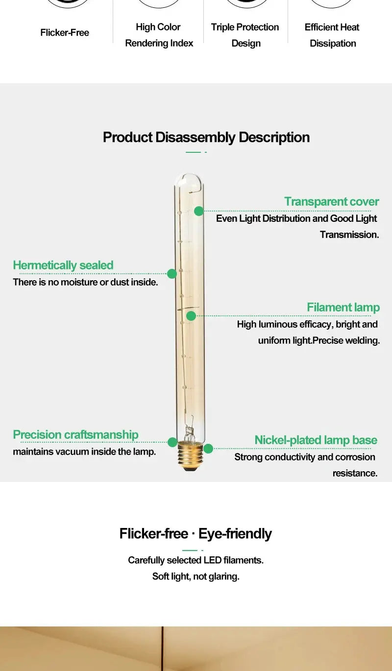 Simples Market retro Edison light bulb, E27 base, clear glass with filament for vintage industrial home decor.
