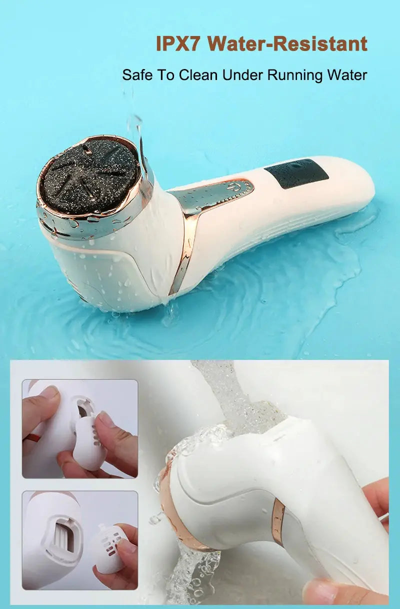 Simples Market electric pedicure tool for feet, IPX7 waterproof, white with rose-gold accents