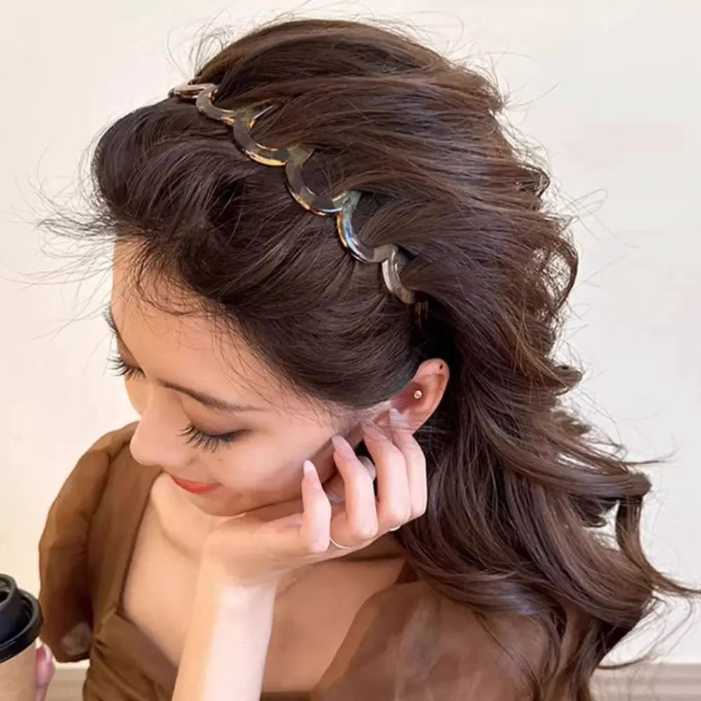 Korean Style Non Slip U Shape Hair Comb Headband With Fixed Teeth Fluffy Top Hair Accessories For Women
