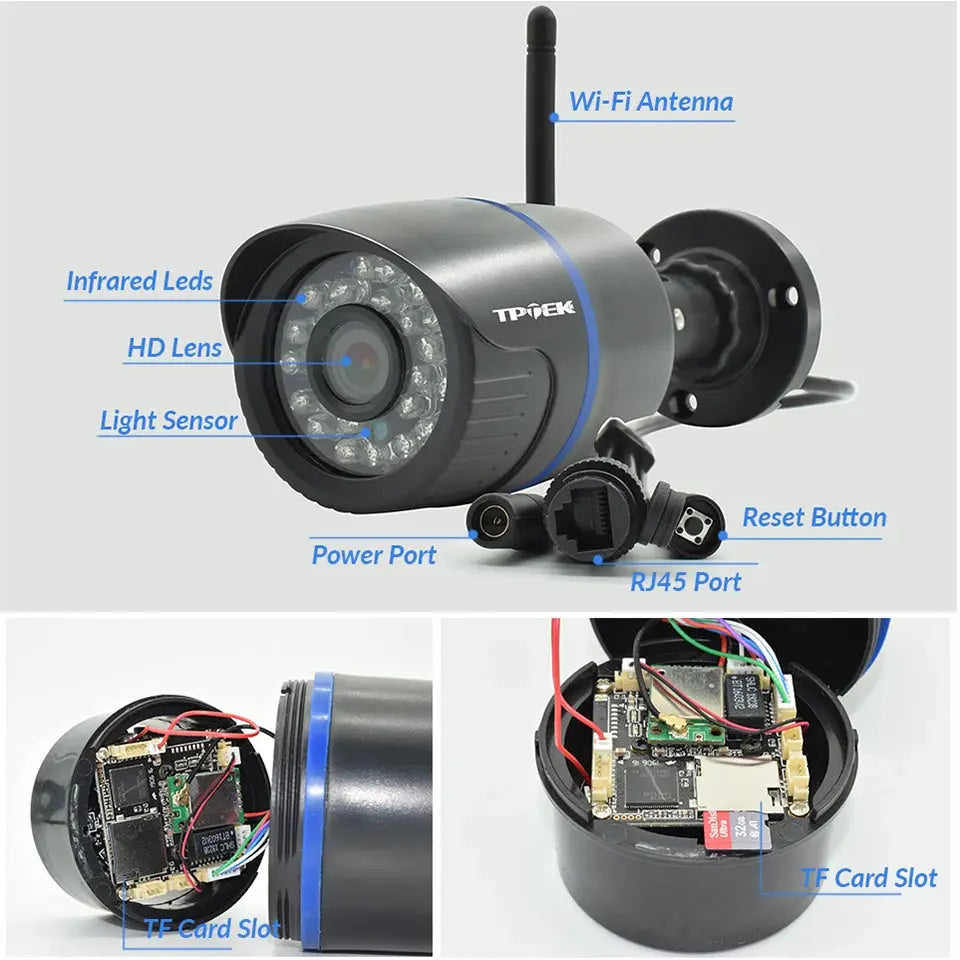 TIPTEK bullet outdoor WiFi IP camera with IR LEDs, 4MP HD surveillance by Simples Market