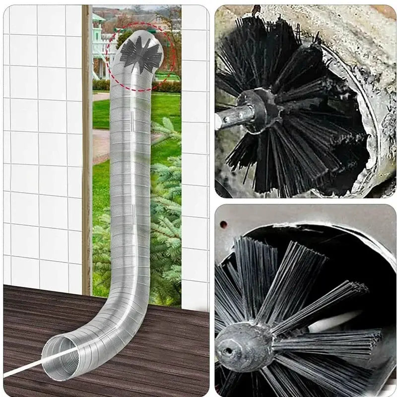 Flexible chimney sweep set by Simples Market with nylon brush and rod kit; aluminum duct