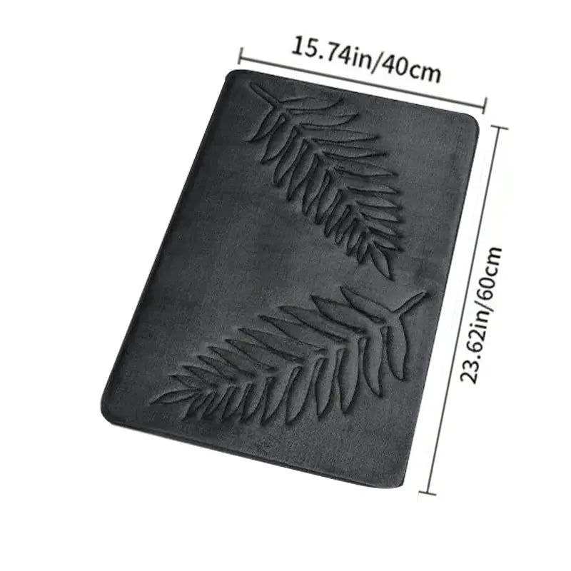 Bathroom mat by Simples Market, memory foam with leaf embossing, dark gray, 40x60 cm