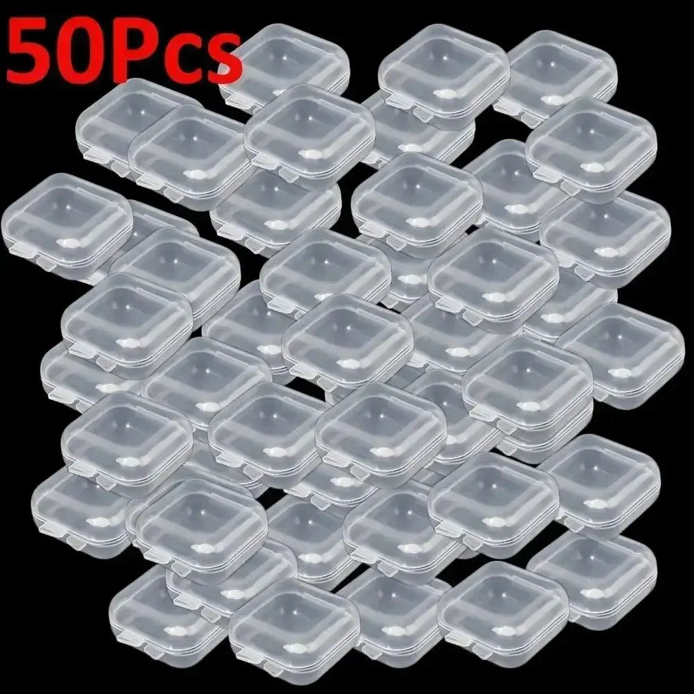 Mini Transparent Plastic Jewelry Storage Box With Flip Top Lid Square Portable Jewelry Organizer For Earrings Display