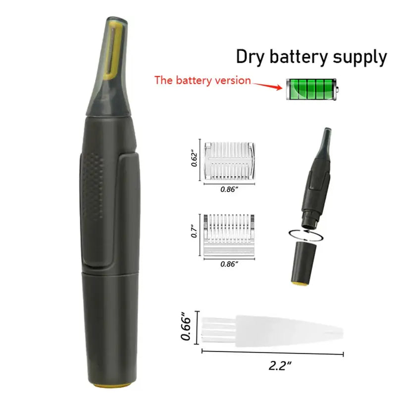 Simples Market Nose Ear Face Trimmer, black cordless electric shaver with yellow accent and detachable cap