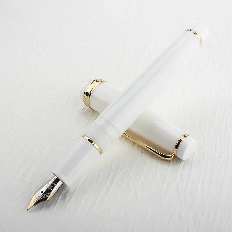 Jinhao 82 fountain pen in white acrylic with gold trim and clip, converter included, Simples Market