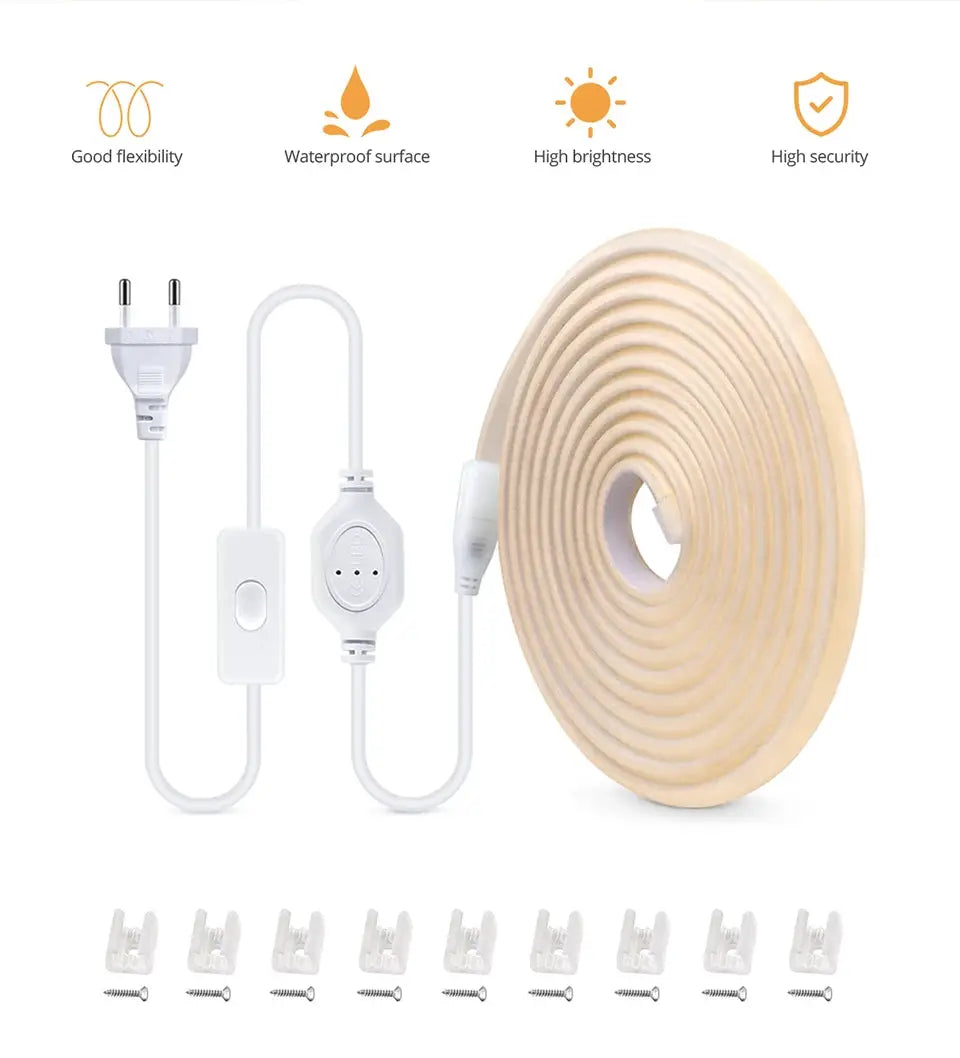 Simples Market COB LED strip light, flexible 220V/110V, 288 LEDs/m, waterproof, EU/US plug and controller, 1m–35m