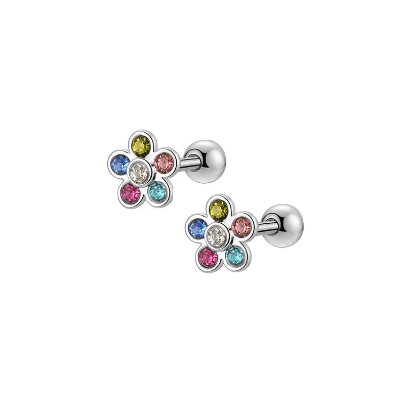 Six Pairs Hypoallergenic Screw Back Earrings For Women Girls 316L Stainless Steel CZ Stud Earrings Set 20G